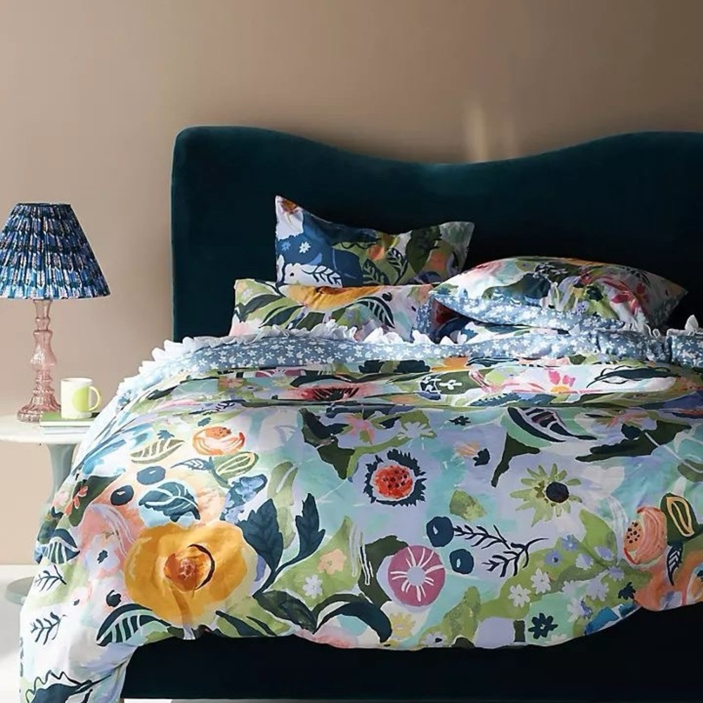 Anthropologie Marguerite Organic Sateen King Duvet Cover